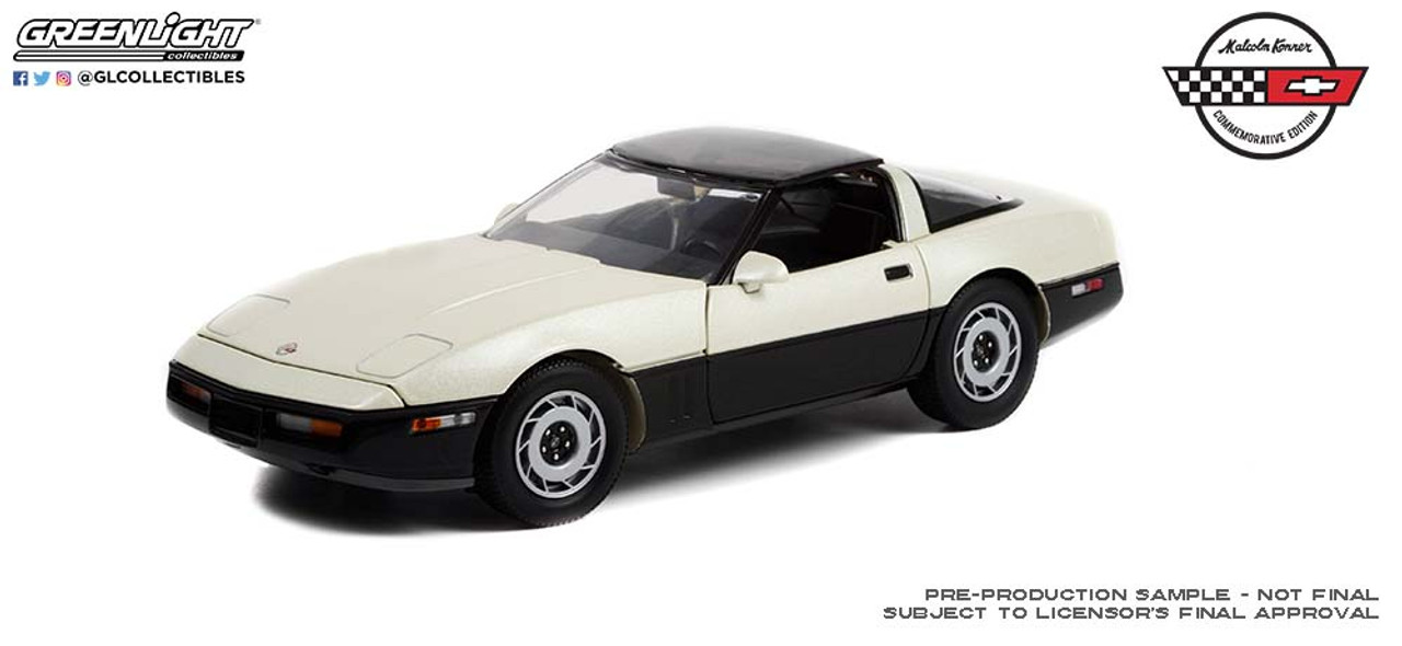 1986 Chevrolet Corvette C4 - Dual Tone Black & Silver Beige - Malcolm Konner Edition - 1:18 Diecast Model Car by Greenlight Collectibles