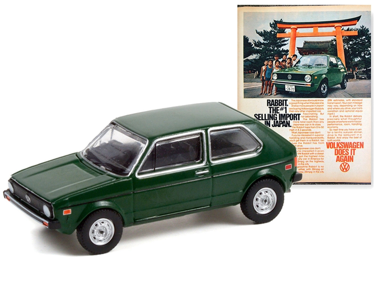 1977 Volkswagen Rabbit "Rabbit. The #1 Selling Import In Japan" - Vintage Ad Cars Series 6 - 1:64 Diecast Model Car by Greenlight