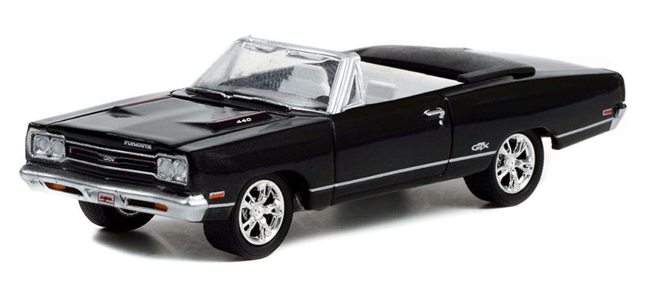 1969 Plymouth GTX Covertible - Black - Barrett Jackson Series 9 - 1:64 Model Car by Greenlight