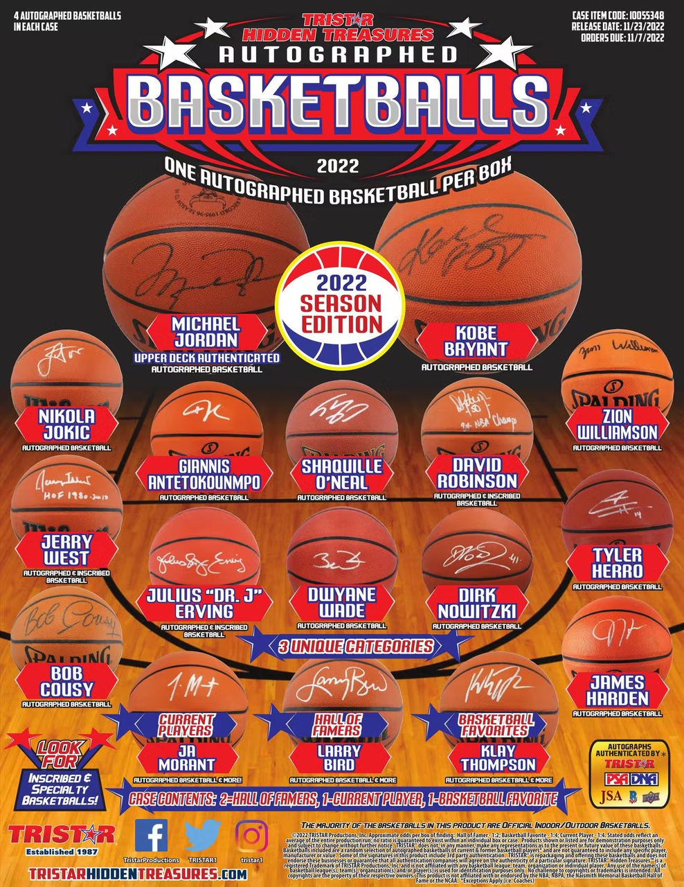 2022 Tristar Hidden Treasures Autographed Basketball Jersey Box