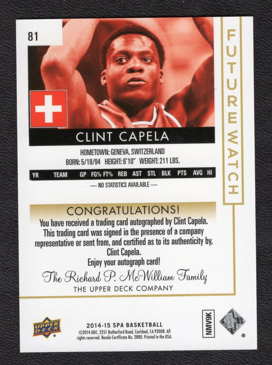 2014/15 Upper Deck SP Authentic #81 Clint Capela Autograph 265/475