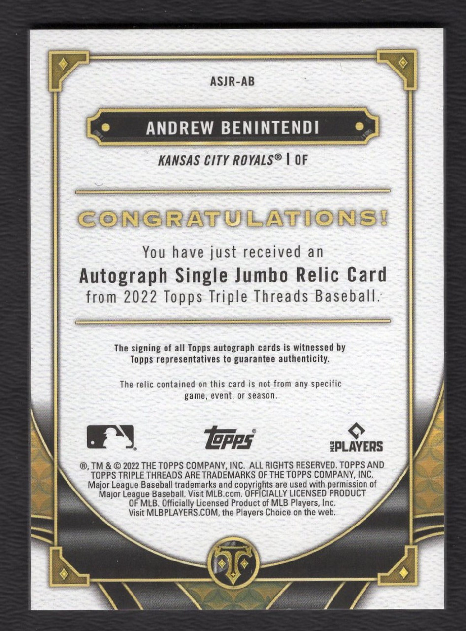 2022 Topps Triple Threads #ASJR-AB Andrew Benintendi Patch Autograph 15/75