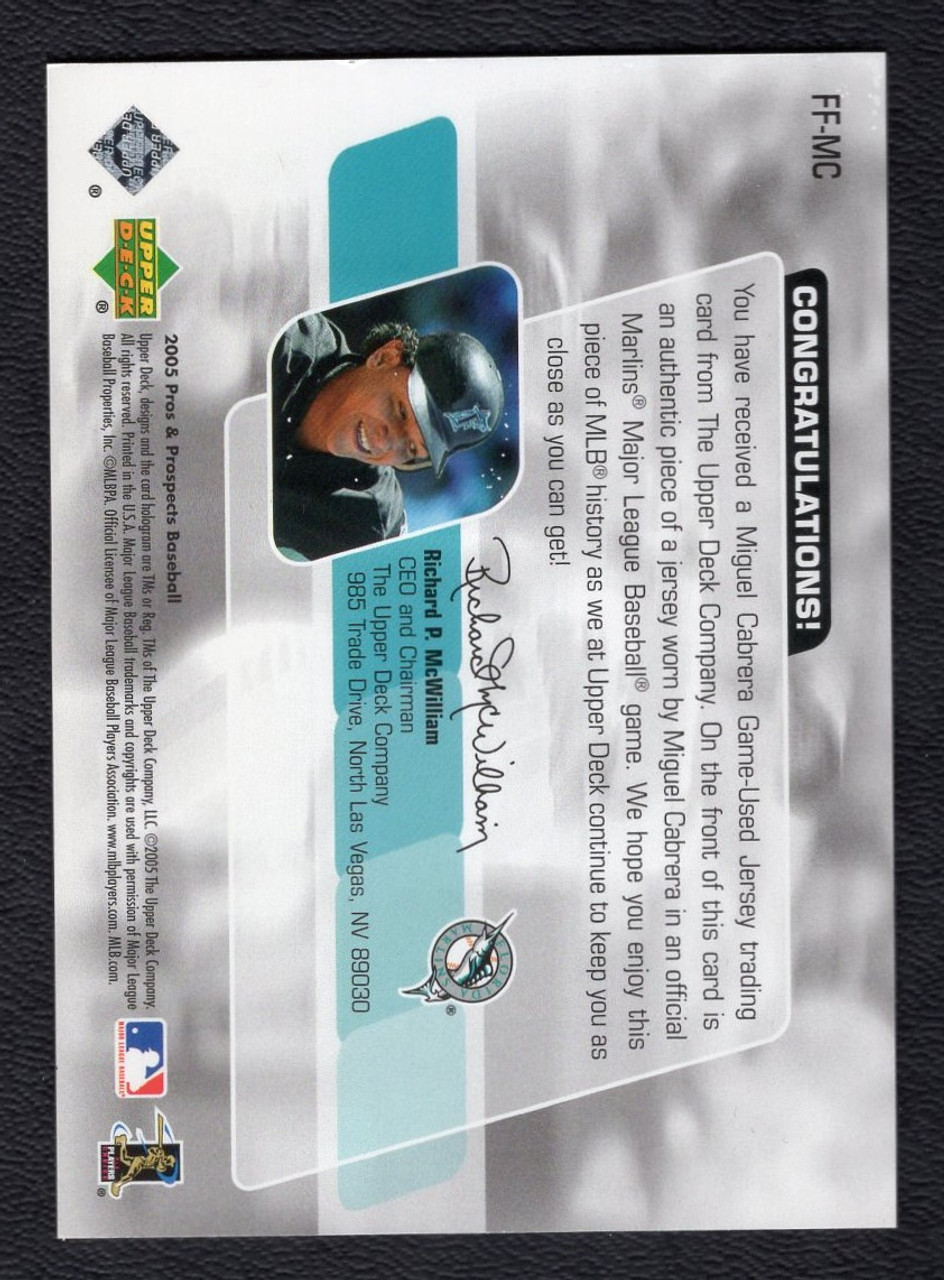 2005 Upper Deck Pros u0026 Prospects #FF-MC Miguel Cabrera Relic - The Baseball  Card King