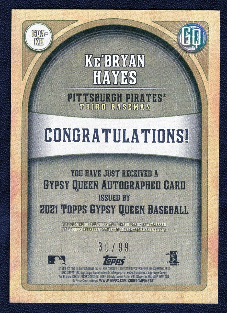 2021 Topps Gypsy Queen #GQA-KH Ke'Bryan Hayes Blue Rookie Autograph 30/99