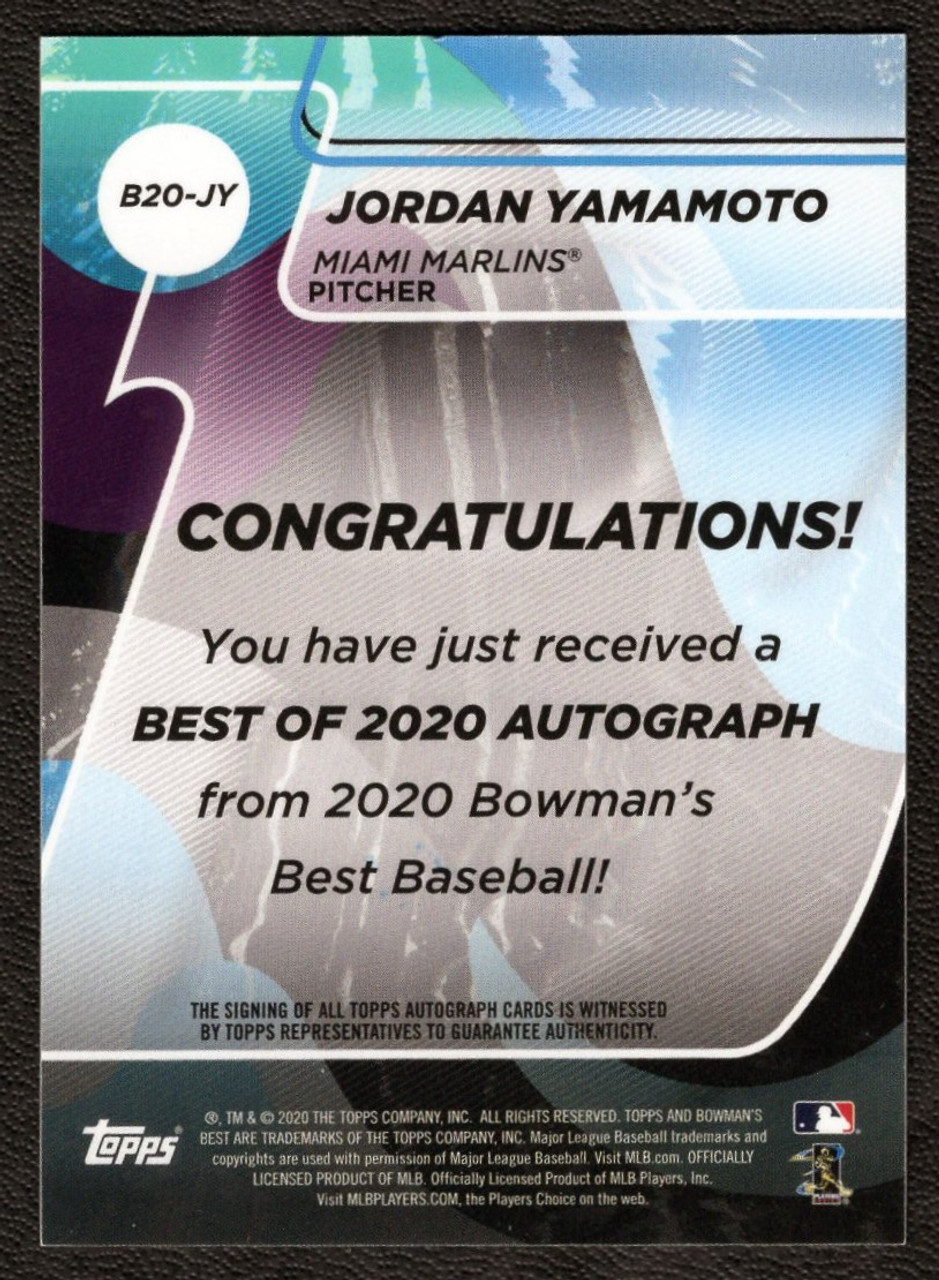 2020 Bowman's Best #B20-JY Jordan Yamamoto Rookie Autograph