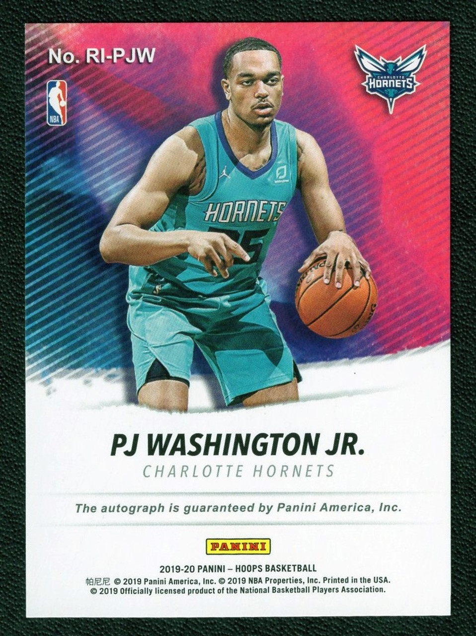 2019/20 Panini Hoops #RI-PJW PJ Washington Jr. Rookie Ink Autograph