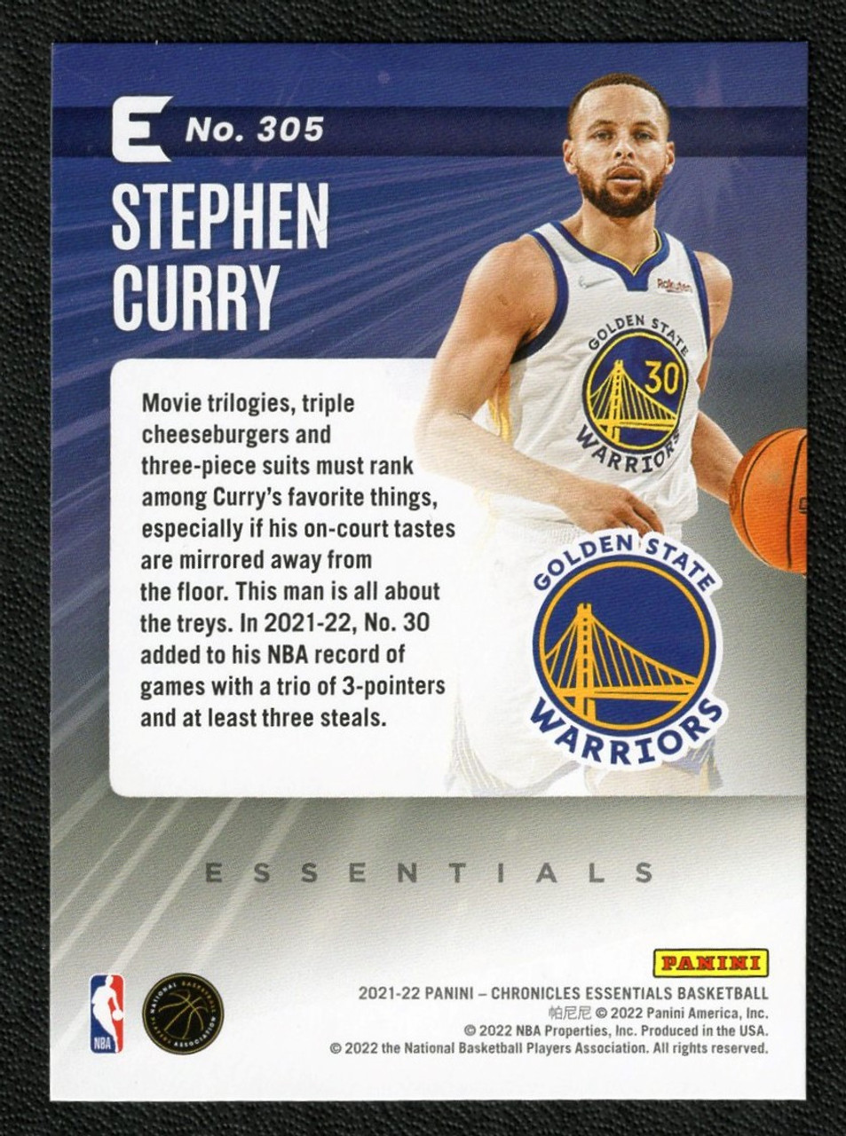 2021/22 Panini Chronicles Essentials #305 Stephen Curry 081/149