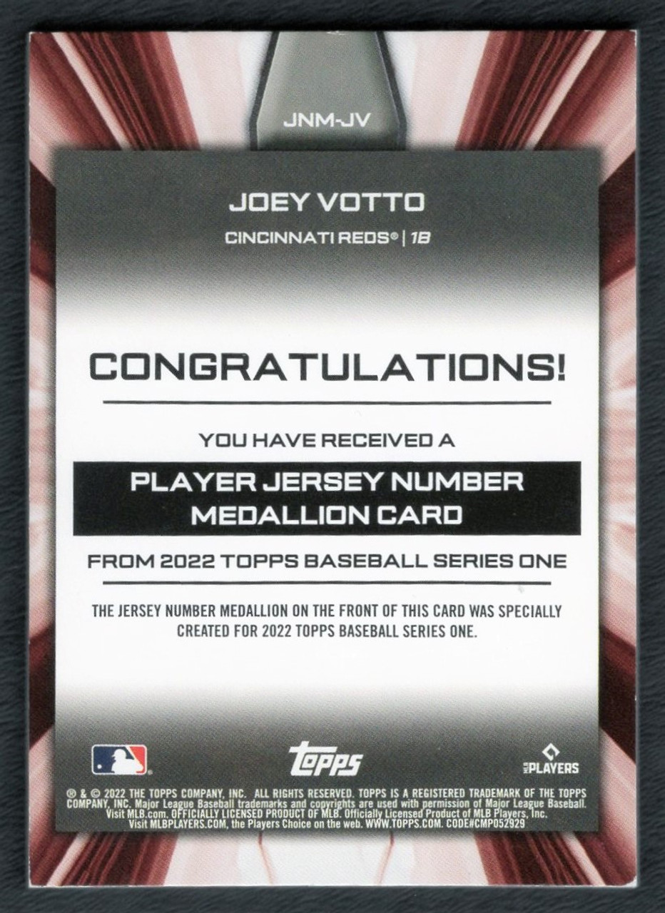 2022 Topps Series 1 #JNM-JV Joey Votto Jersey Number Medallion