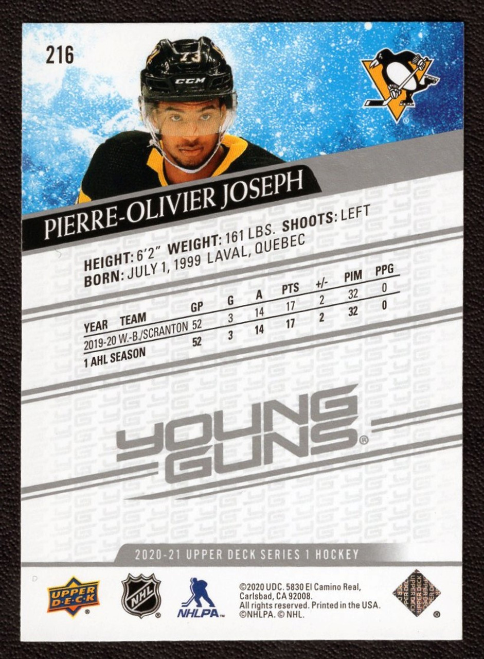 2020-21 Upper Deck Series 1 #216 Pierre-Olivier Joseph Young Guns Rookie