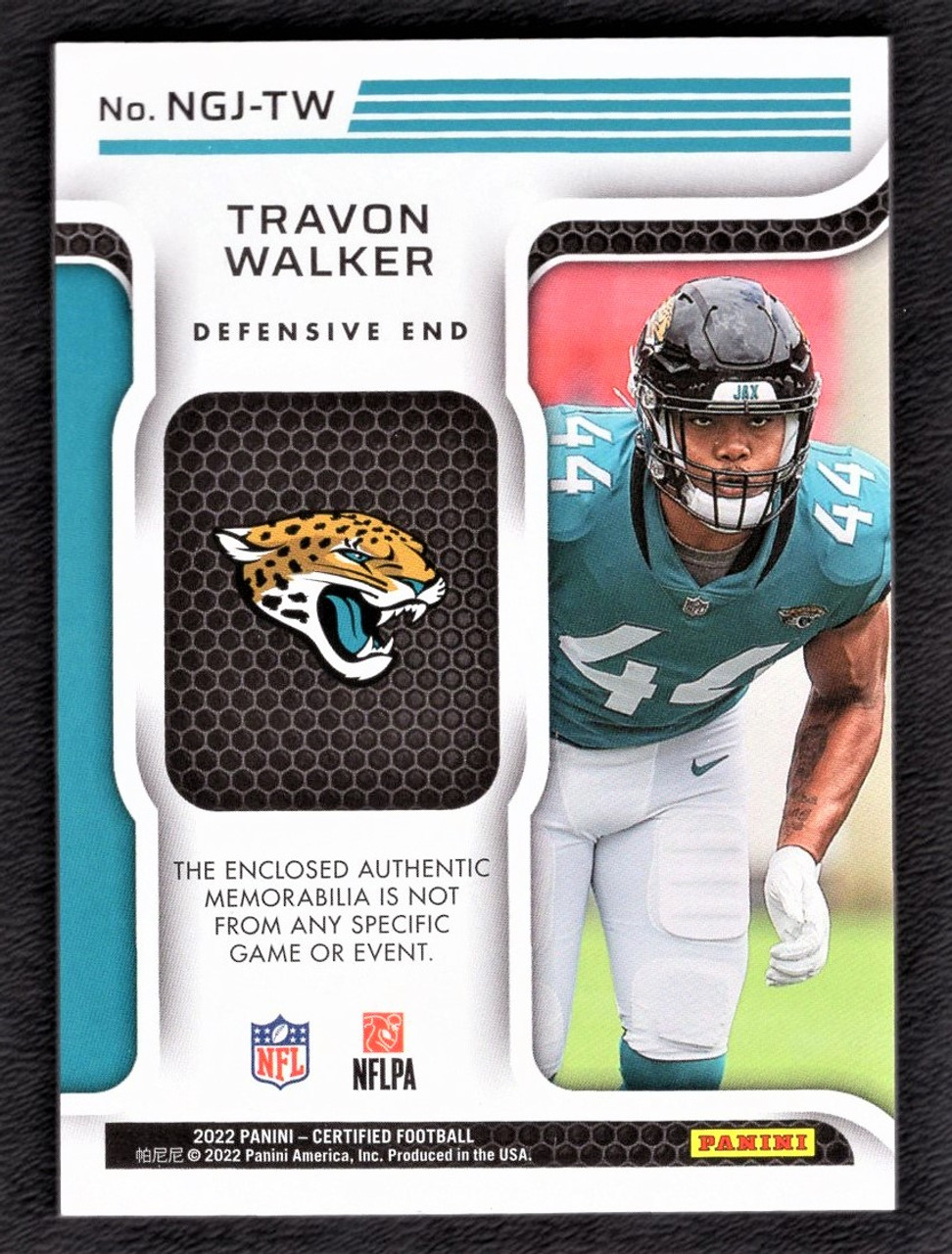 2022 Panini Certified #NGJ-TW Travon Walker New Generation 45/50 Rookie Jersey Patch 