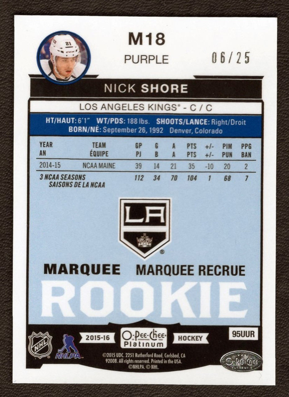 2015-16 Upper Deck OPC Platinum #M18 Nick Shore 06/25 Purple Marquee Rookie