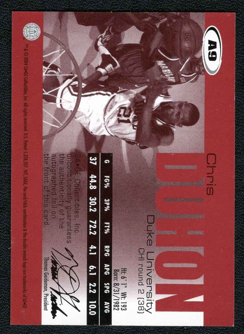 2004 Sage #A9 Chris Duhon Autograph 294/660