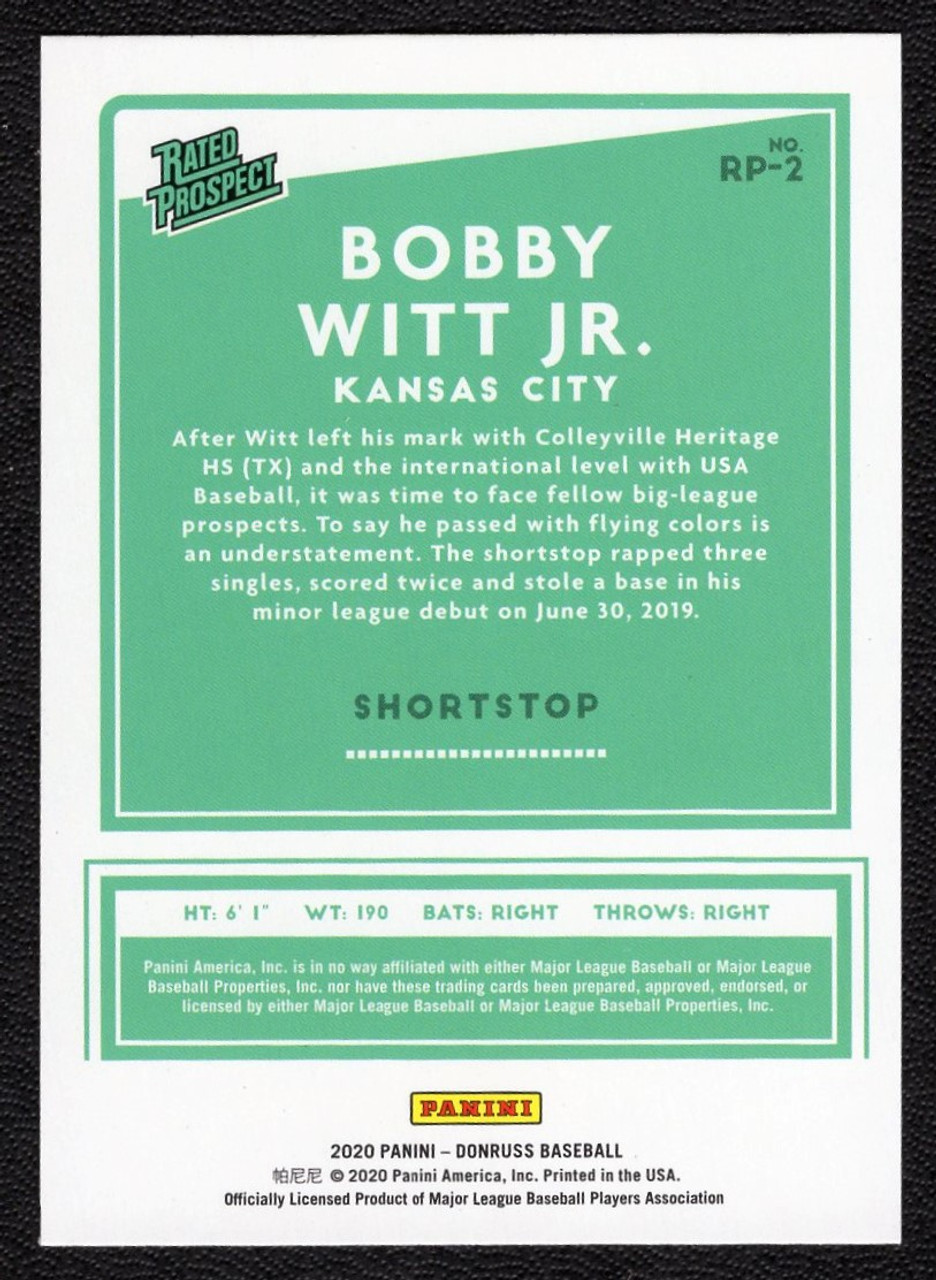 2020 Panini Donruss #RP-2 Bobby Witt Jr. Rapture Rated Prospect