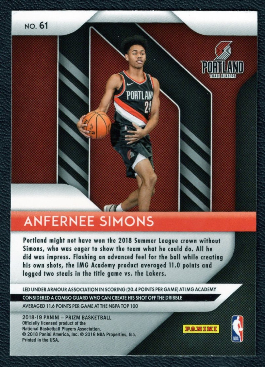 2018/19 Panini Prizm #61 Anfernee Simons Rookie/RC (#2)