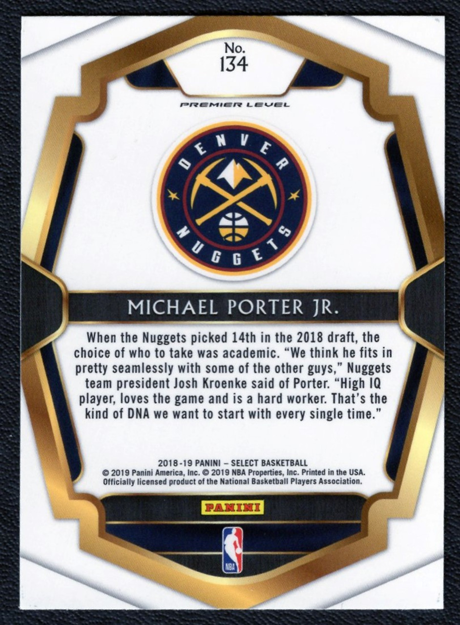 2018/19 Panini Select #134 Michael Porter Jr. Premier Level Rookie/RC
