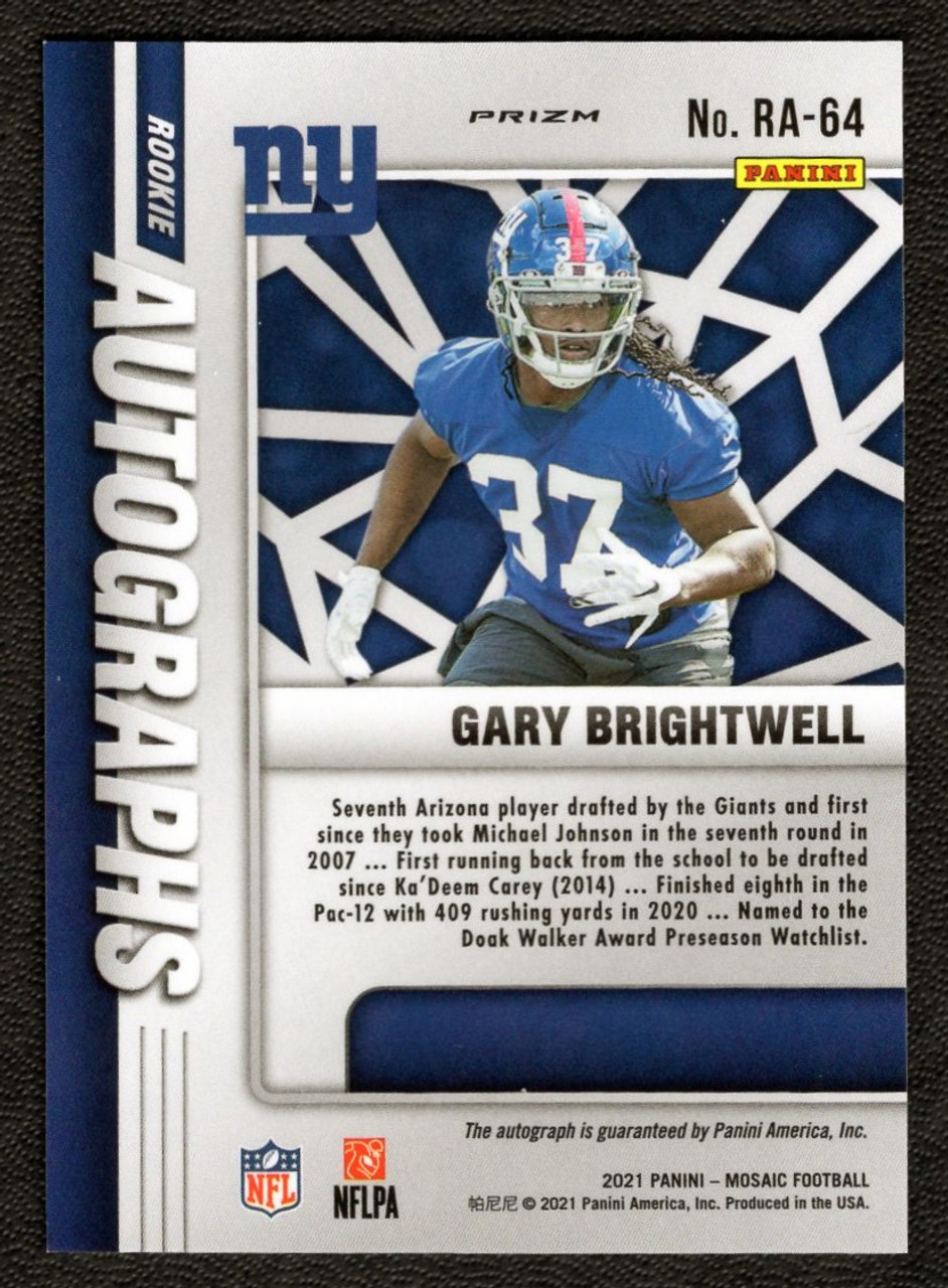 2021 Panini Mosaic #RA-64 Gary Brightwell Silver Mosaic Rookie Autograph