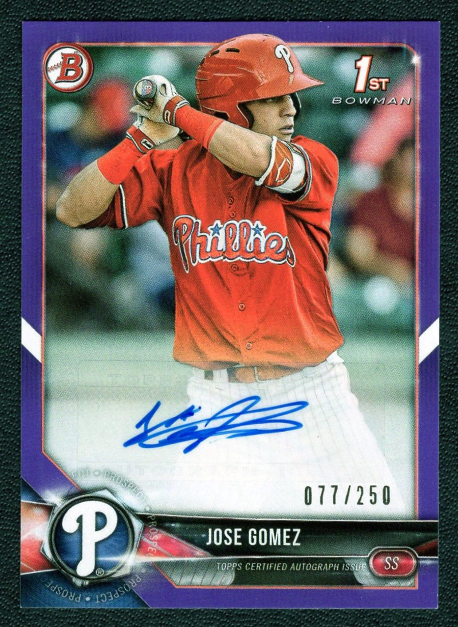 2018 Bowman #PA-JG Jose Gomez 1st Bowman Purple Autograph 077/250