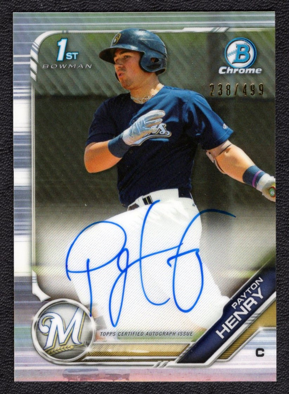 2019 Bowman Chrome #CPA-PH Payton Henry 1st Bowman Refractor Autograph 238/499