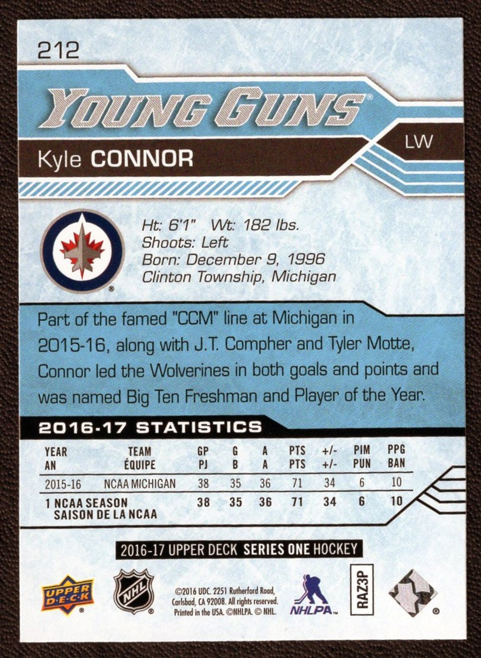 2016-17 Upper Deck #212 Kyle Connor Young Guns Rookie