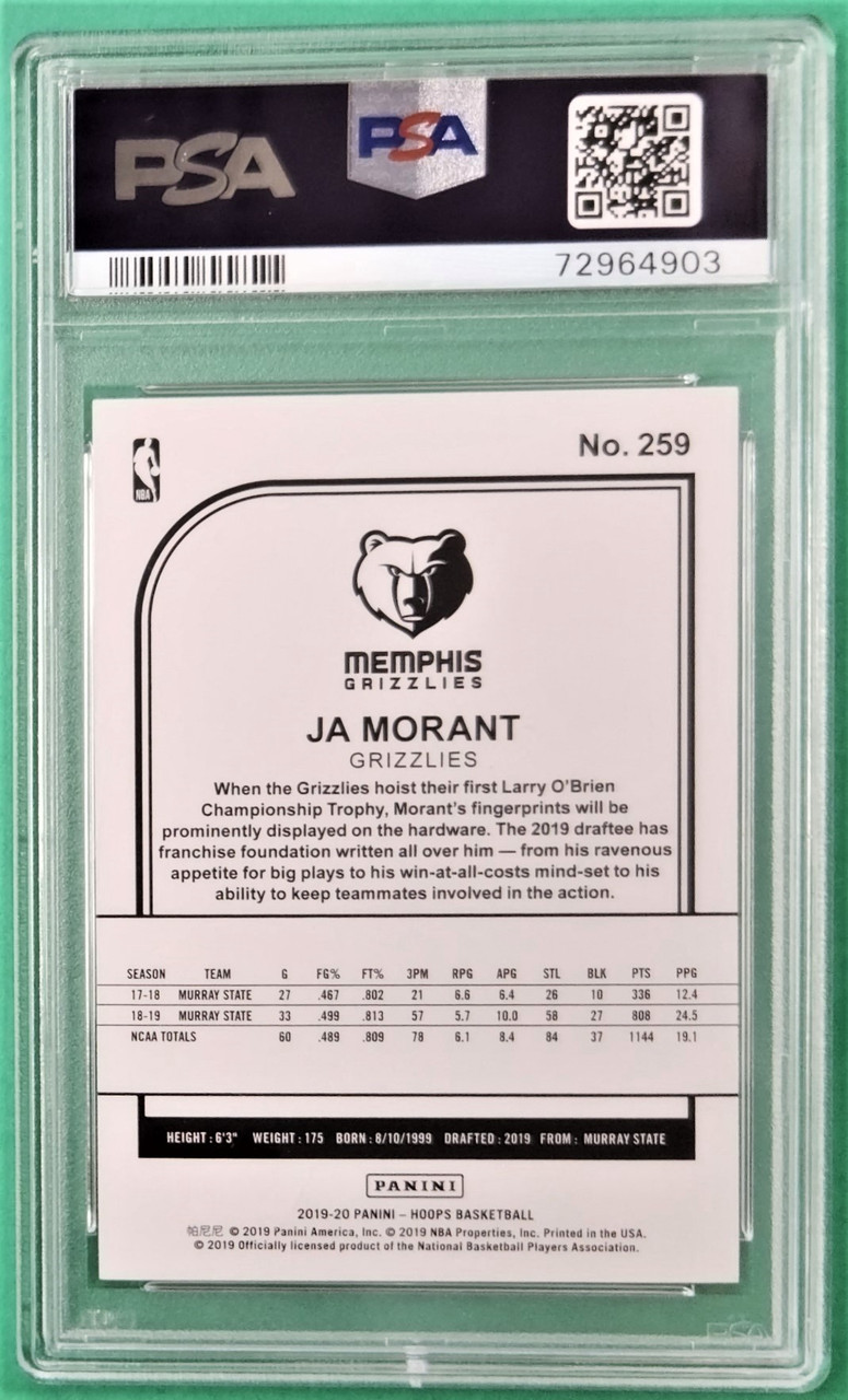 2019/20 Panini Hoops #259 Ja Morant Rookie/RC PSA 10 (#3)