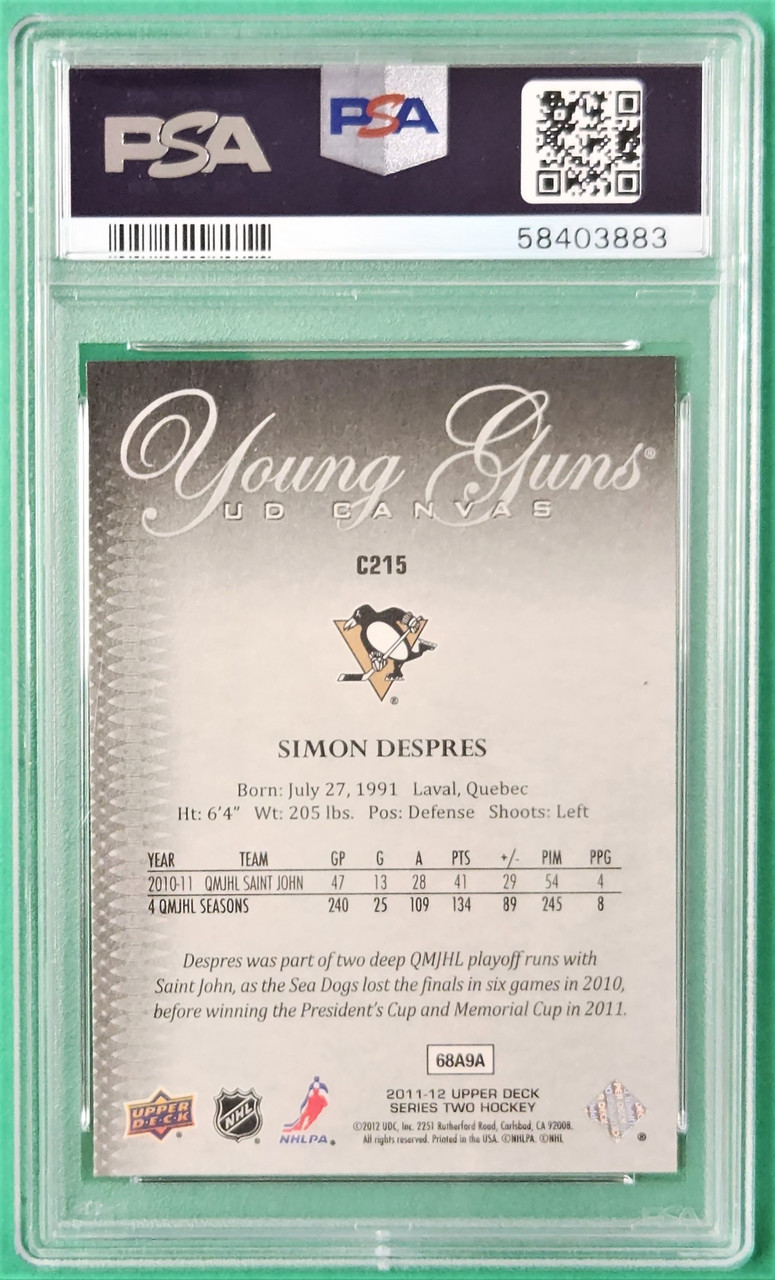 2011 Upper Deck Canvas #C215 Simon Despres Young Gun PSA 9