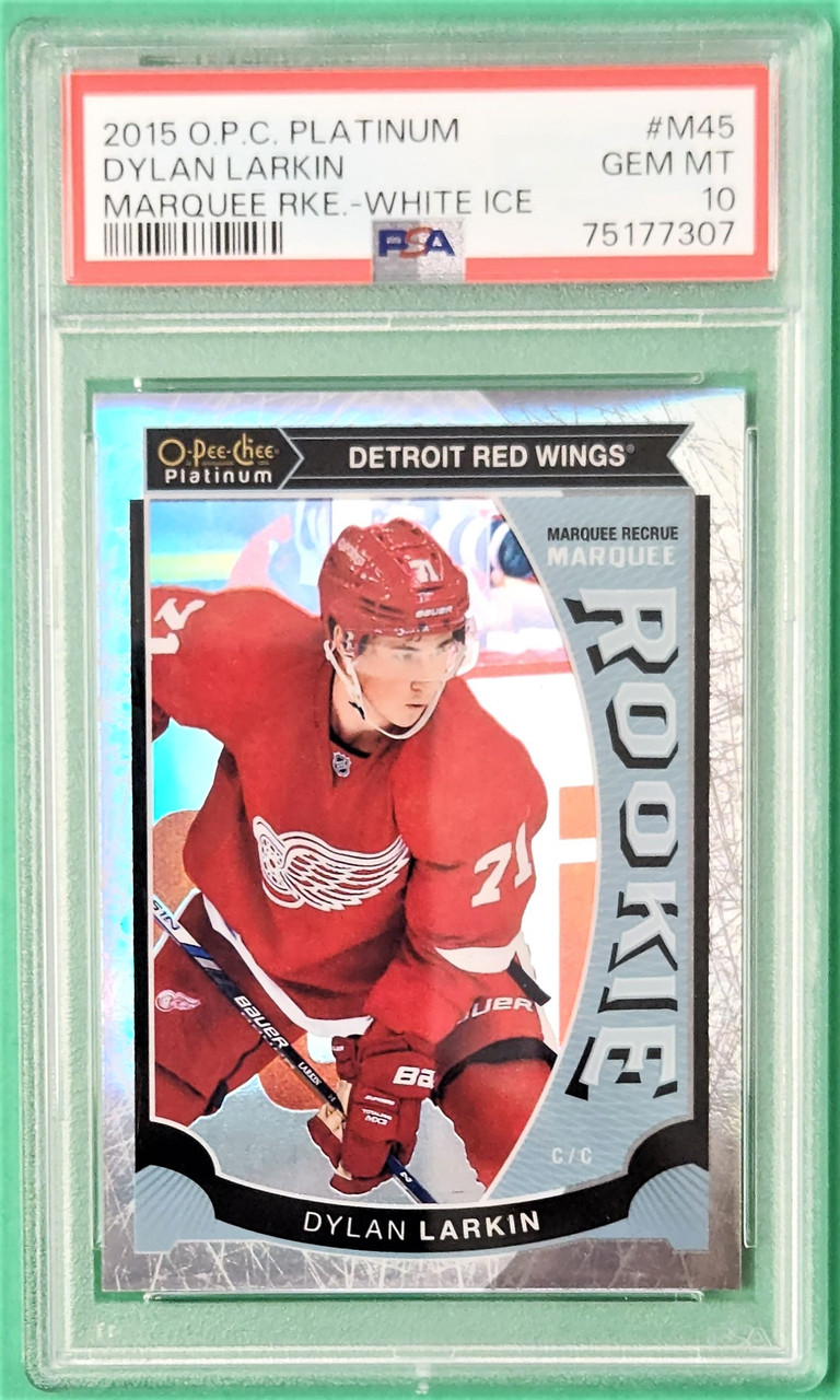 2015-16 Upper Deck OPC Platinum #M45 Dylan Larkin Marquee Rookie White Ice 187/199 PSA 10