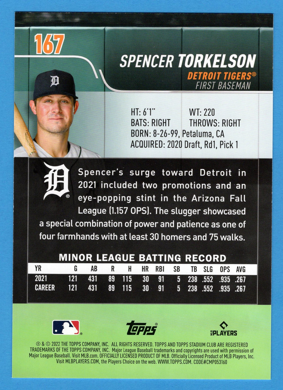 2022 Topps Stadium Club #167 Spencer Torkelson Rookie/RC Oversized Base Topper