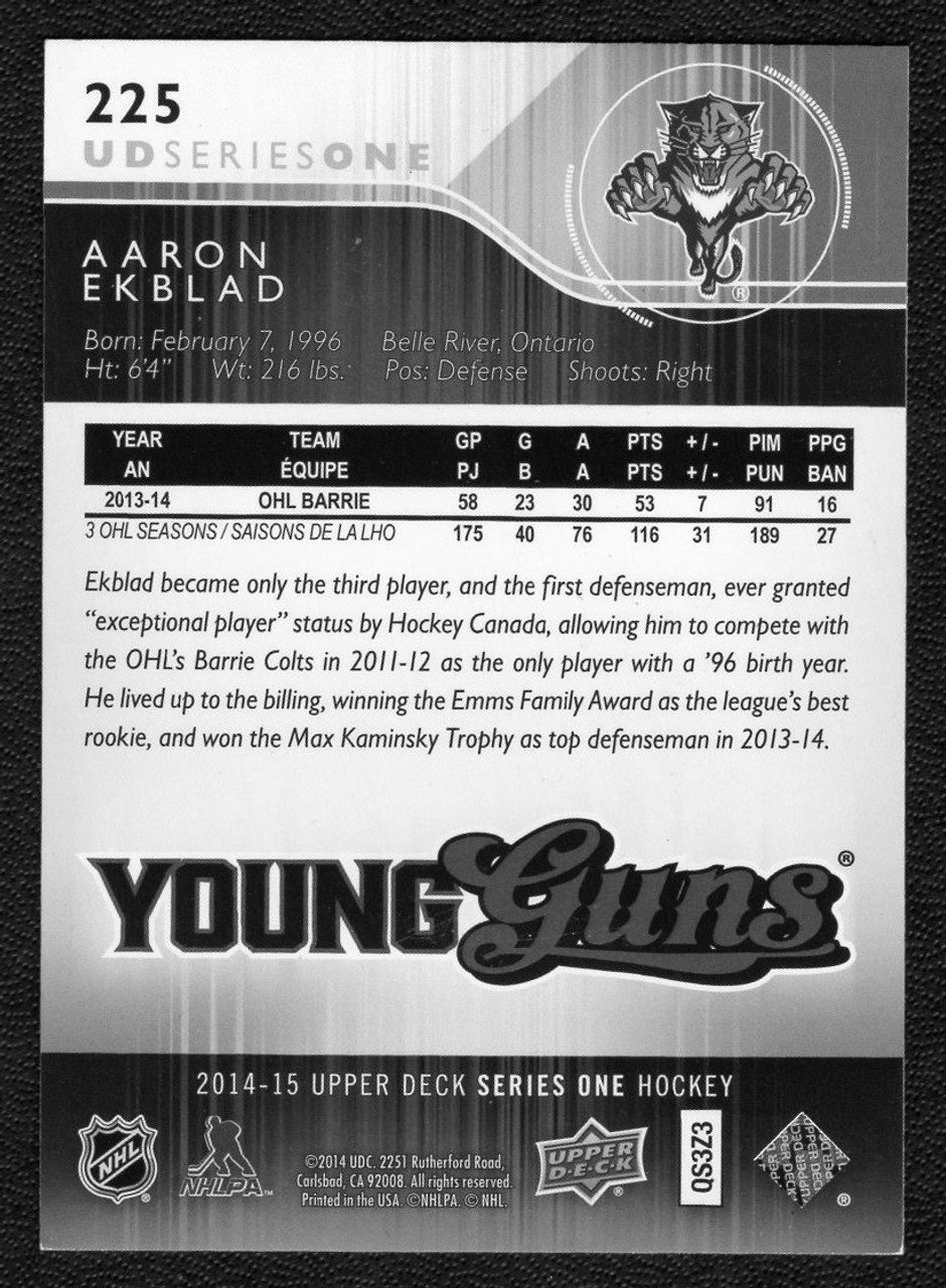 2014-15 Upper Deck Series 1 #225 Aaron Ekblad Young Guns Rookie