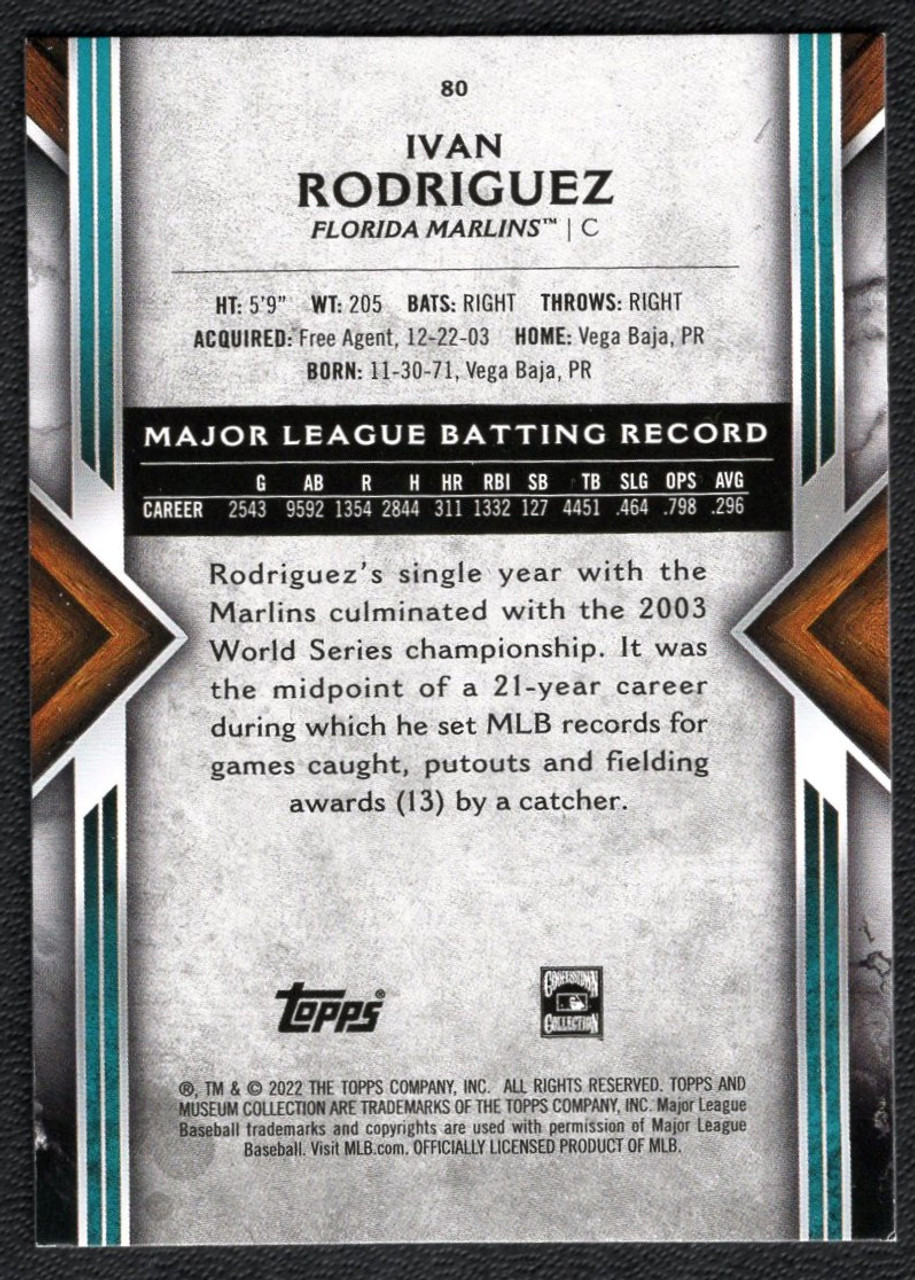 2022 Topps Museum Collection #80 Ivan Rodriguez Red Parallel 41/50