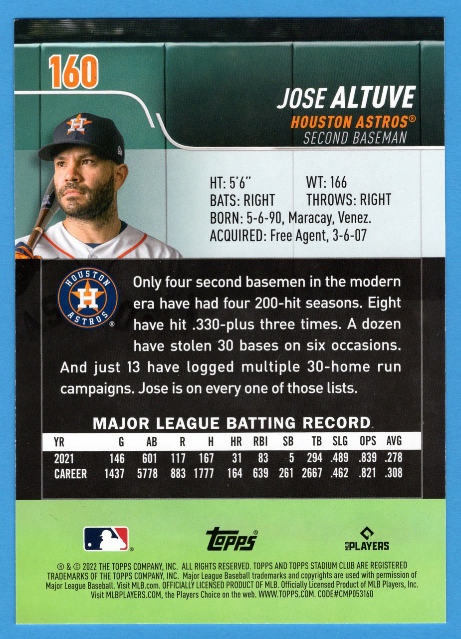 2022 Topps Stadium Club #160 Jose Altuve Oversized Base Topper