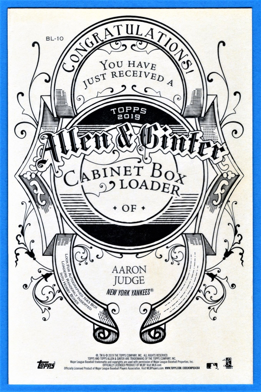 2019 Topps Allen & Ginter #BL-10 Aaron Judge A&G Cabinet Boxloader