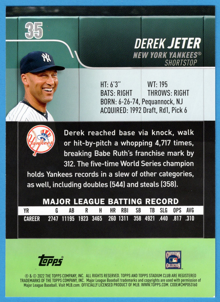 2022 Topps Stadium Club #35 Derek Jeter Oversized Base Topper