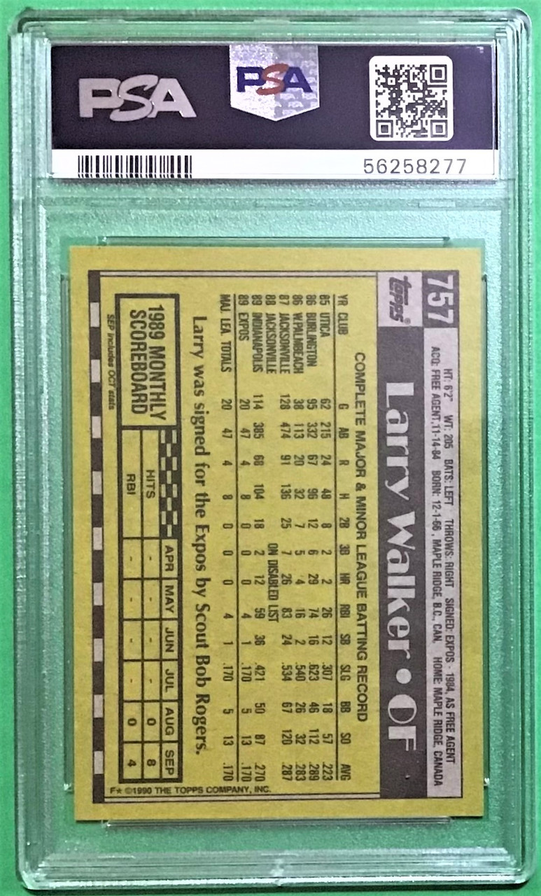 1990 Topps #757 Larry Walker PSA 9