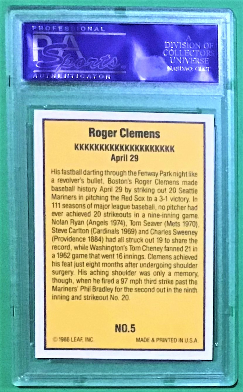 1986 Donruss Highlights #5 Roger Clemens PSA 9