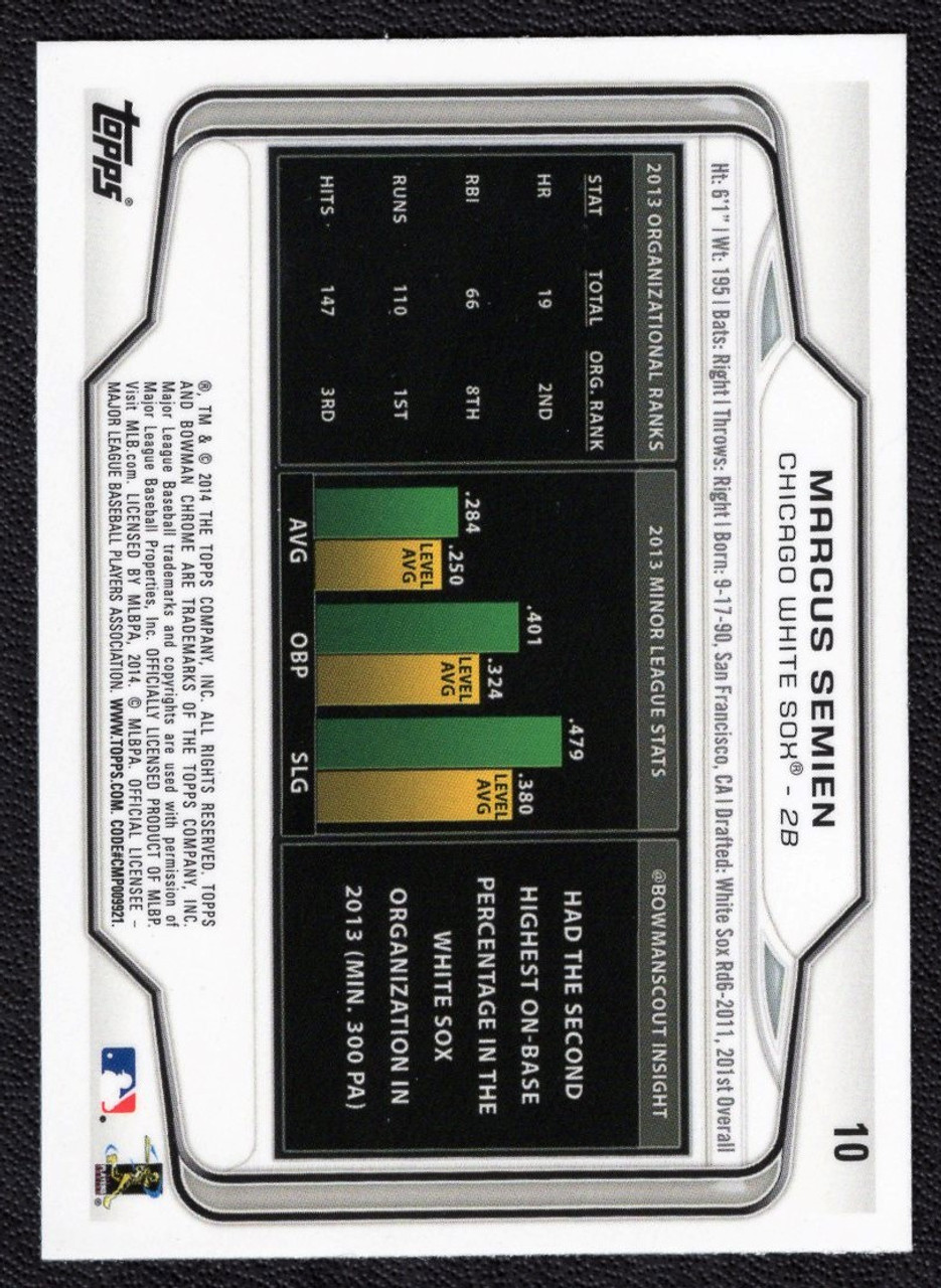 2014 Bowman Chrome #10 Marcus Semien Rookie/RC