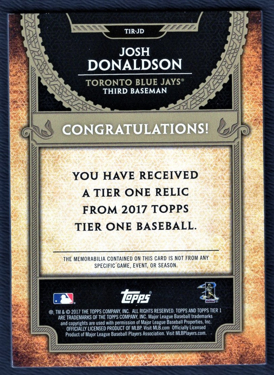 2017 Topps Tier One #T1R-JD Josh Donaldson Game Used Jersey Relic 220/331