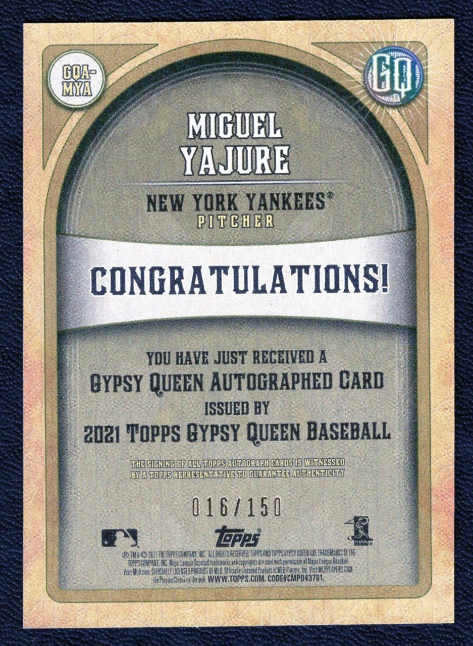 2021 Topps Gypsy Queen #GQA-MYA Miguel Yajure Purple Parallel Rookie Autograph 016/150