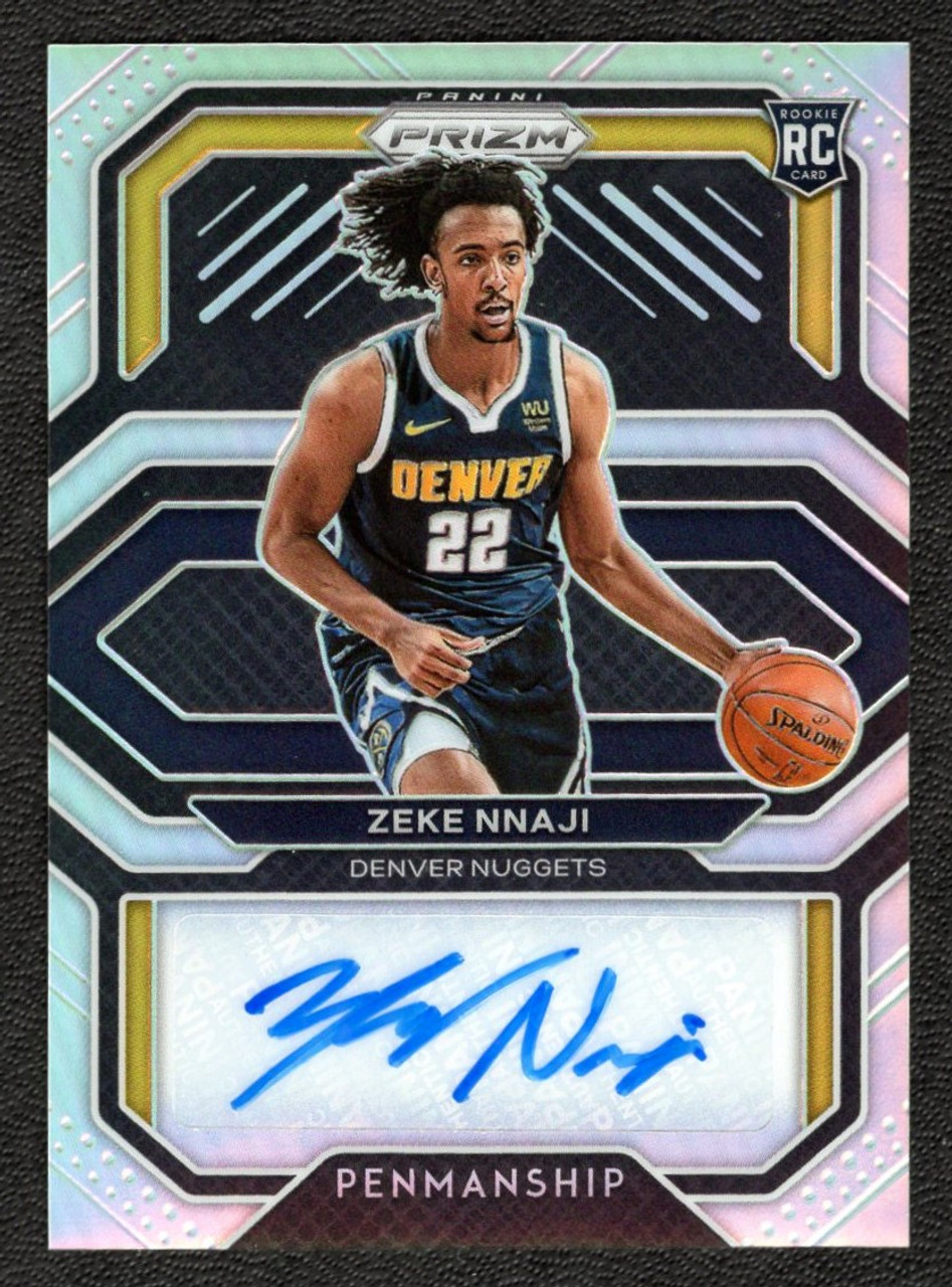 2020/21 Panini Prizm #RP-ZNJ Zeke Nnaji Rookie Penmanship Silver Autograph