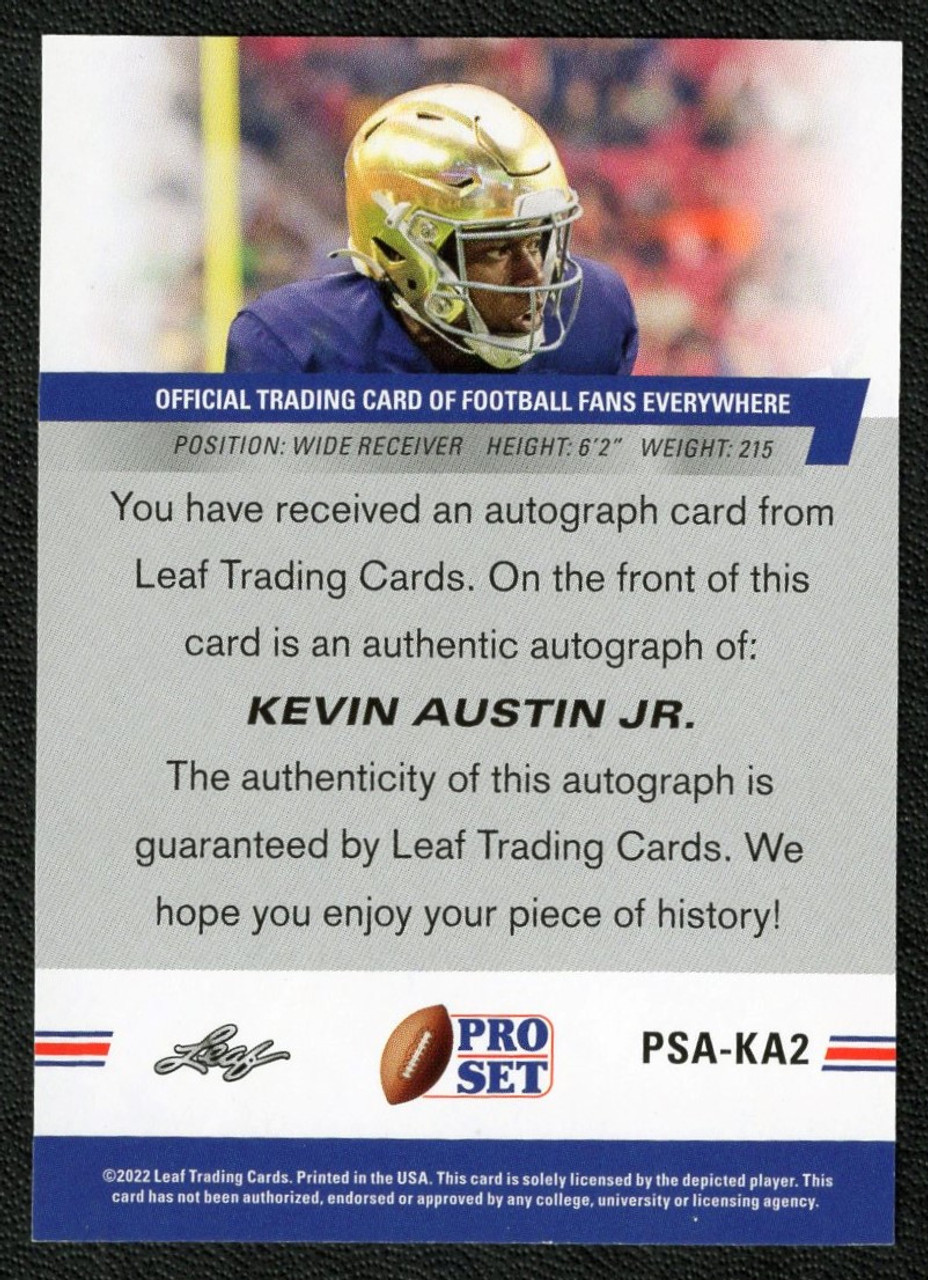 2022 Leaf Pro Set #PSA-KA2 Kevin Austin Jr. Rookie XRC Autograph