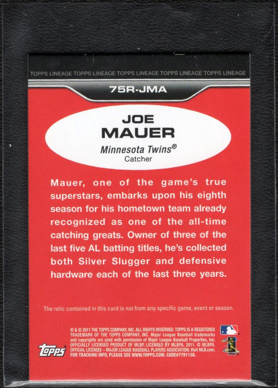 2011 Topps Lineage #75R-JMA Joe Mauer Game Used Jersey Relic Mini - The  Baseball Card King, Inc.