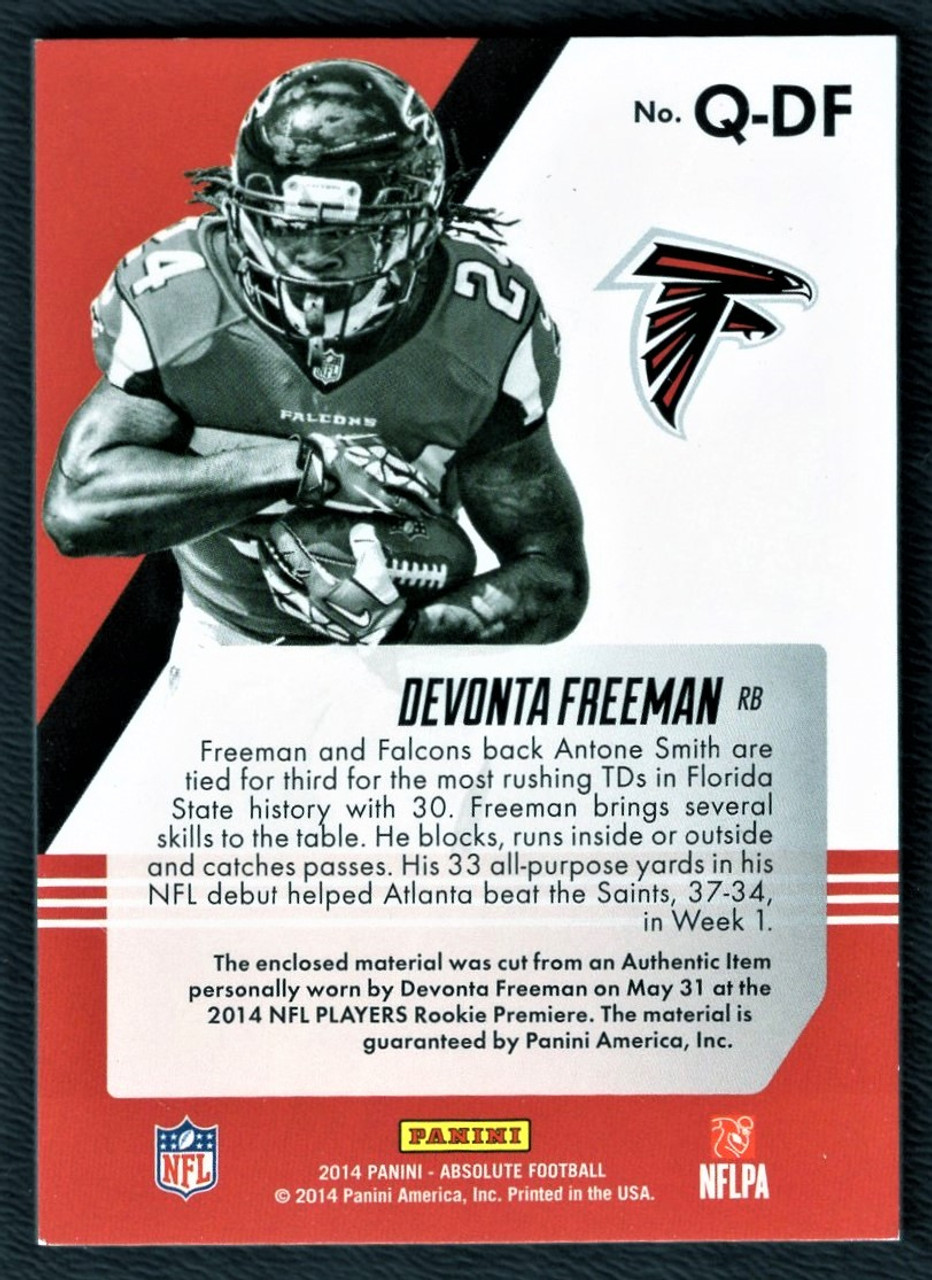 2014 Panini Absolute #DF Devonta Freeman Tools Of The Trade Quad Rookie Jersey Patch Relic 09/15