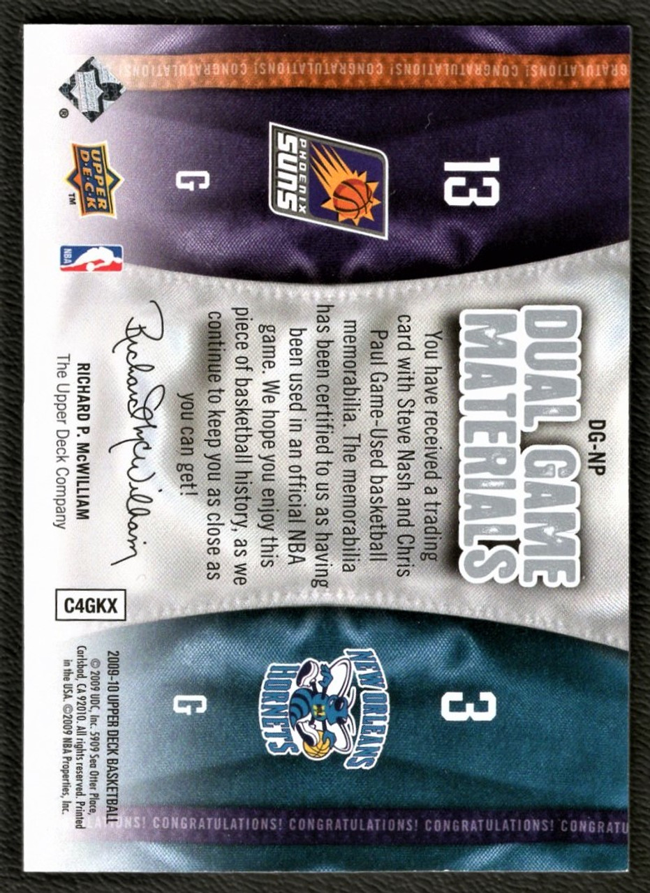 2009/10 Upper Deck #DG-NP Steve Nash / Chris Paul Dual Game Used Jersey Relic