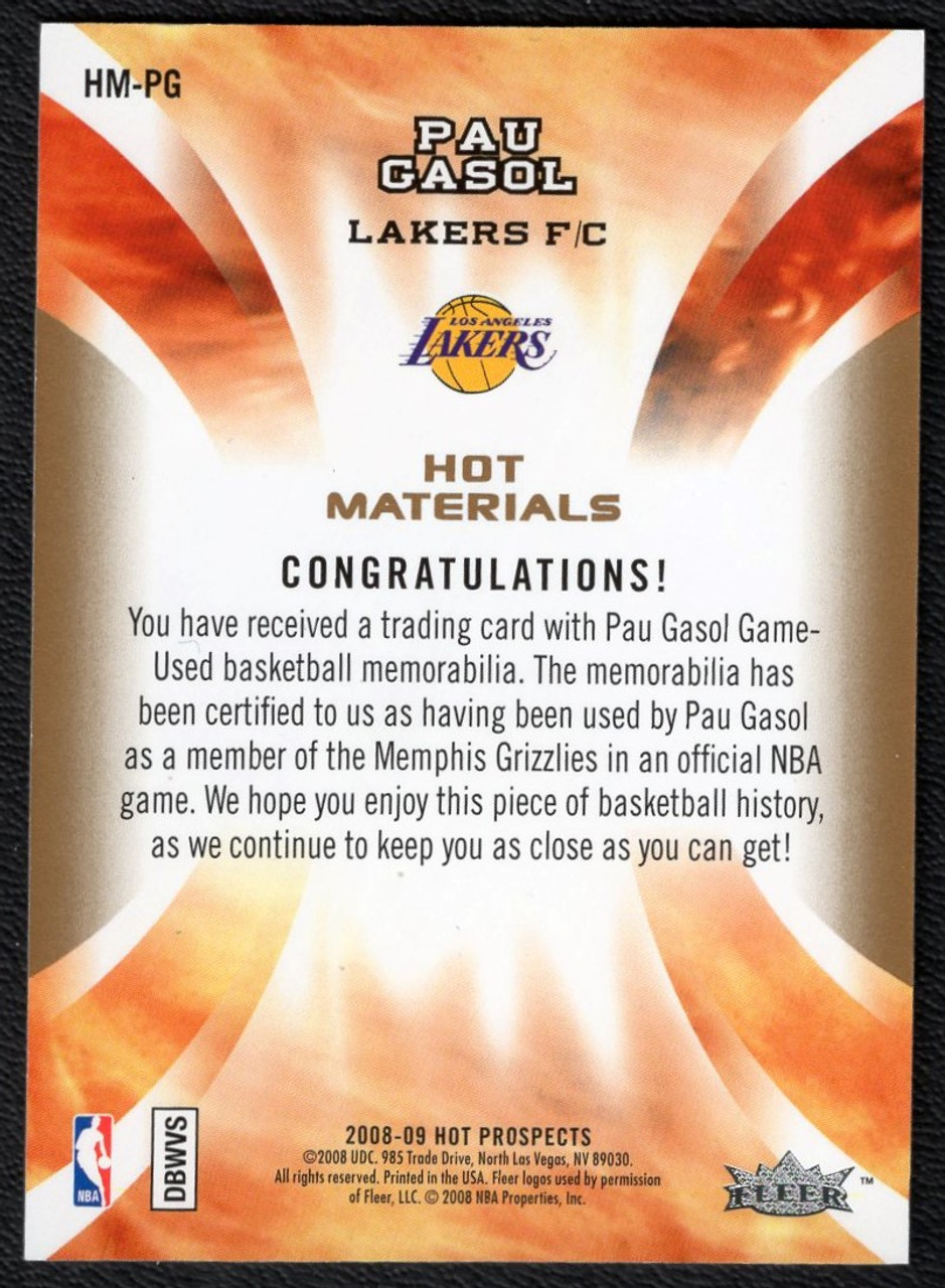 2008/09 Upper Deck Hot Prospects #HM-PG Pau Gasol Game Used Jersey Relic