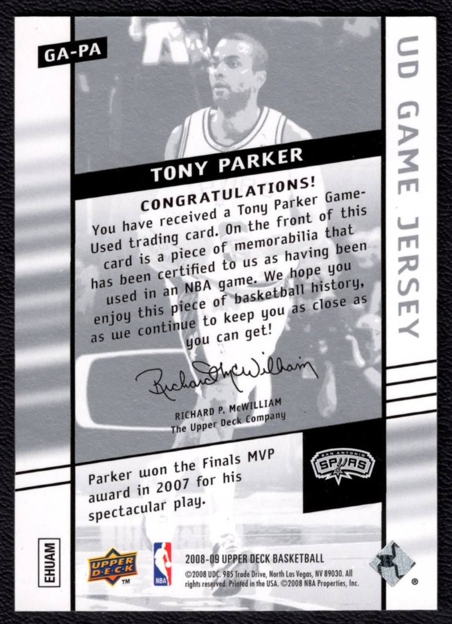 2008/09 Upper Deck #GA-PA Tony Parker Game Used Jersey Relic