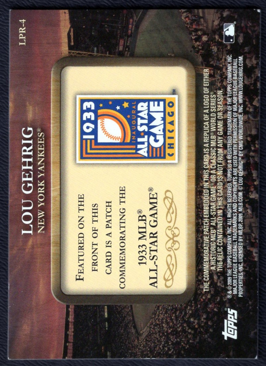 2009 Topps #LPR-4 Lou Gehrig 1933 All Star Game Commemorative Patch Relic