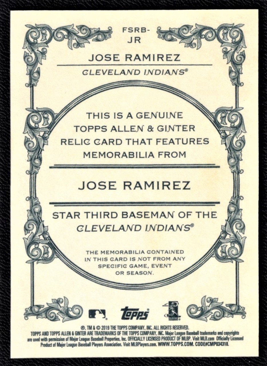 2019 Topps Allen & Ginter #FSRB-JR Jose Ramirez Game Used Jersey Relic 