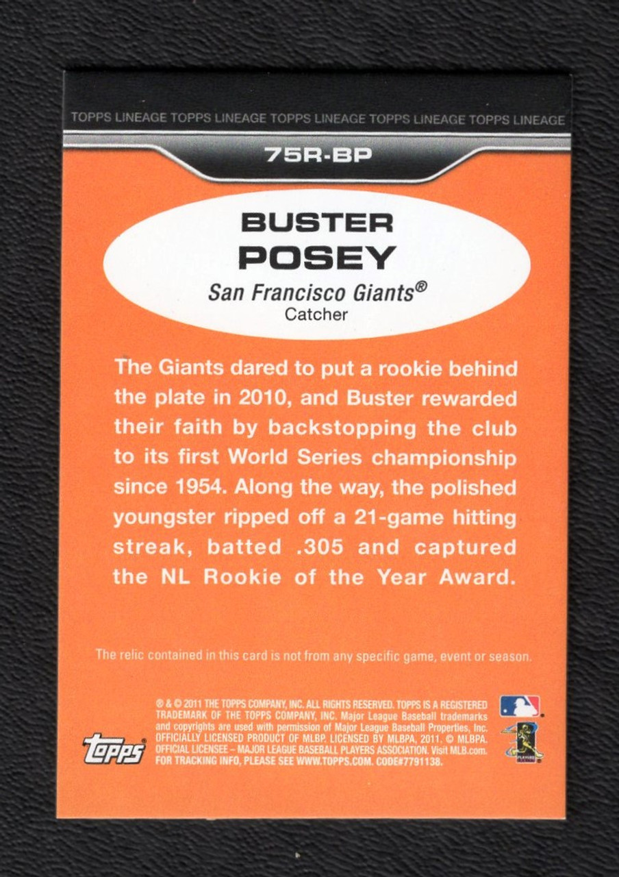 2011 Topps Lineage #75R-BP Buster Posey Game Used Jersey Relic