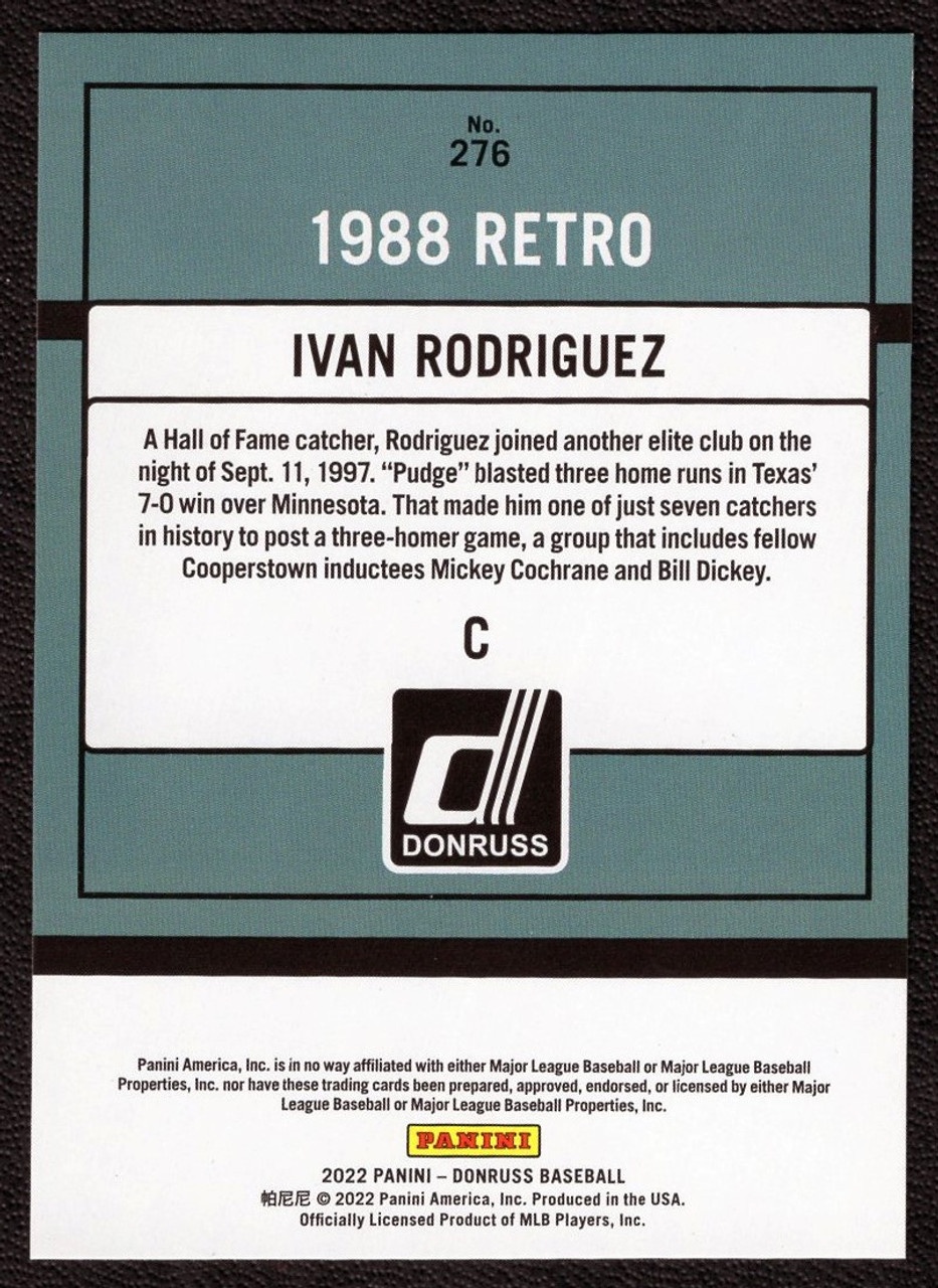 2022 Panini Donruss #276 Ivan Rodriguez 1988 Retro Season Hits Silver Foil 108/199