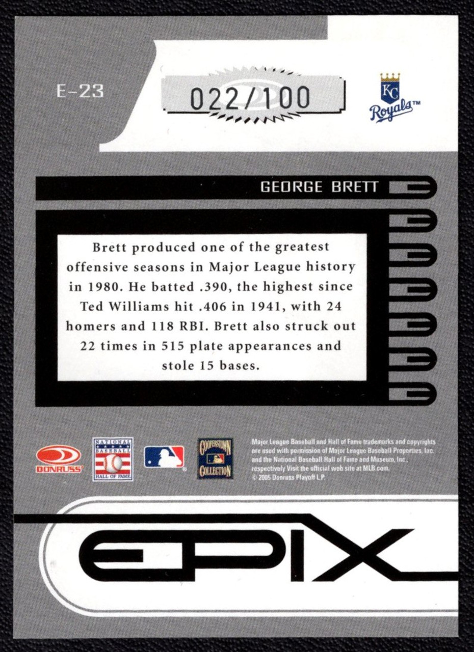 2005 Donruss Zenith #E-23 George Brett Epix Red Foil 022/100