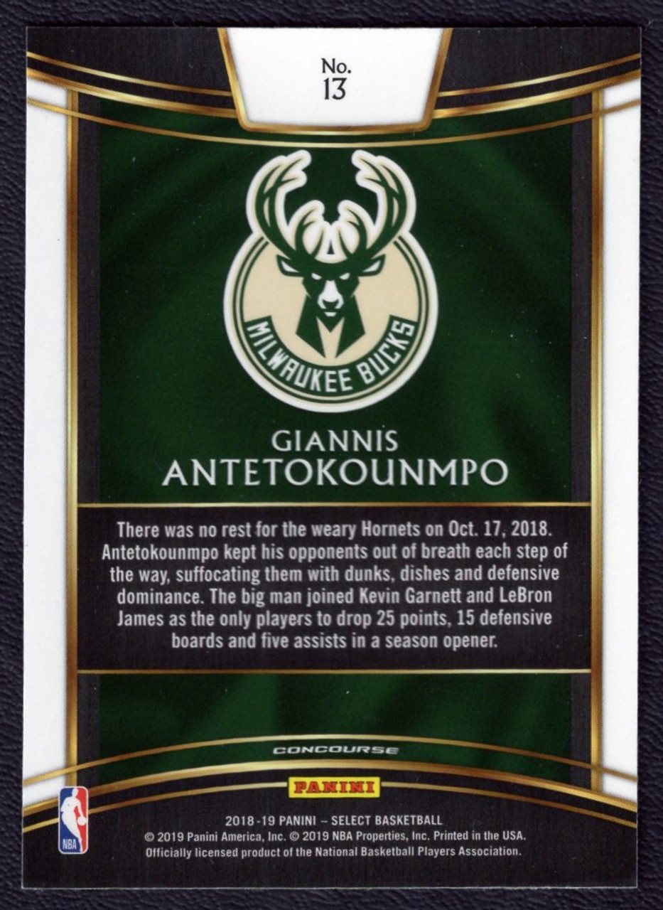 2018/19 Panini Select #13 Giannis Antetokounmpo Concourse
